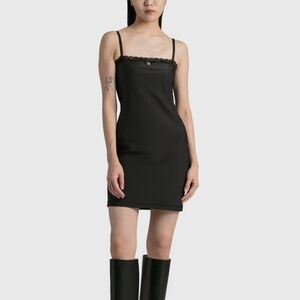 Alexander Wang Lace Trim Mini Tube Dress In Black